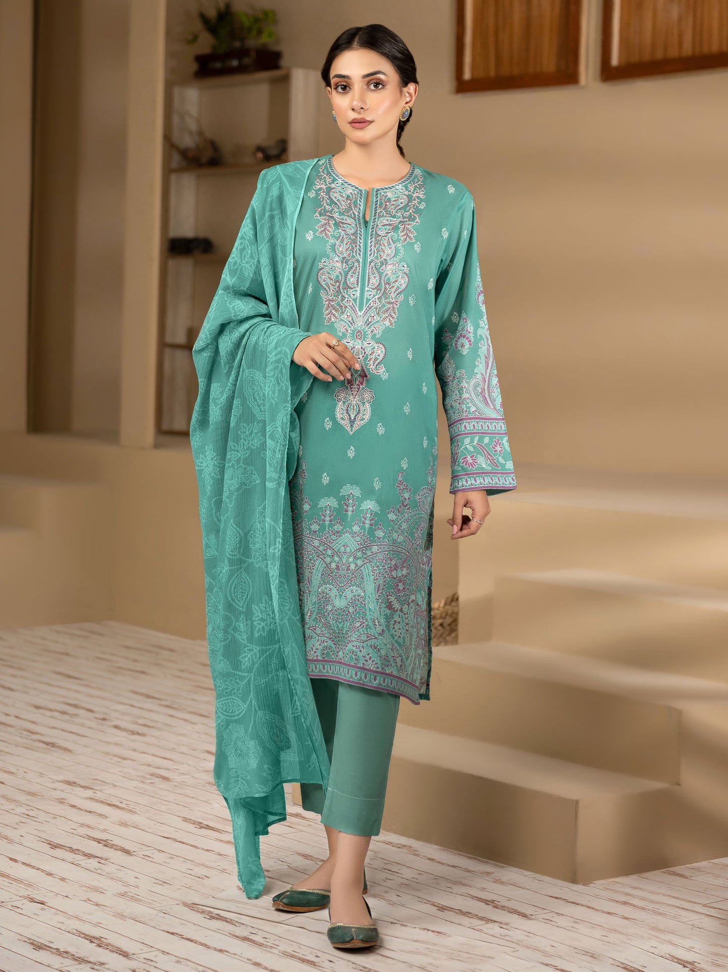 3 Piece Cambric Suit-Embroidered (Unstitched)