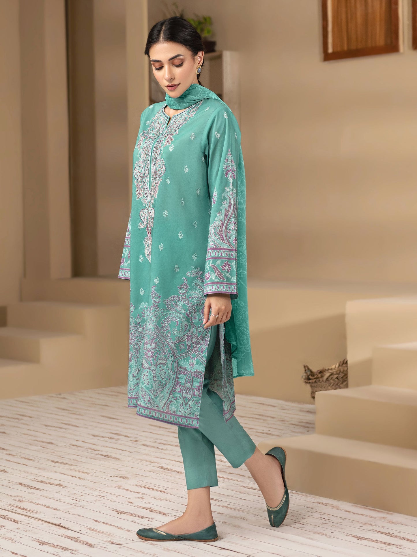 3 Piece Cambric Suit-Embroidered (Unstitched)