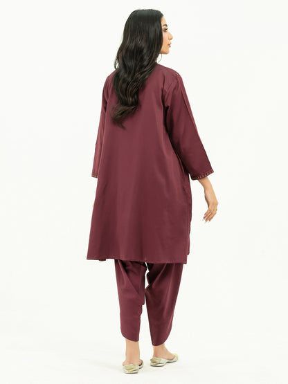 2 Piece Satin Suit-Embroidered (Pret)