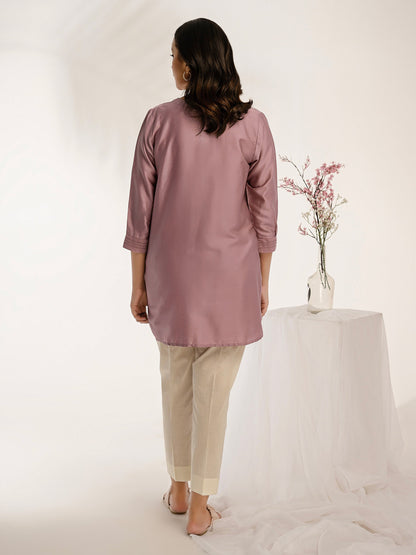 Satin Kurti-Embroidered (Pret)