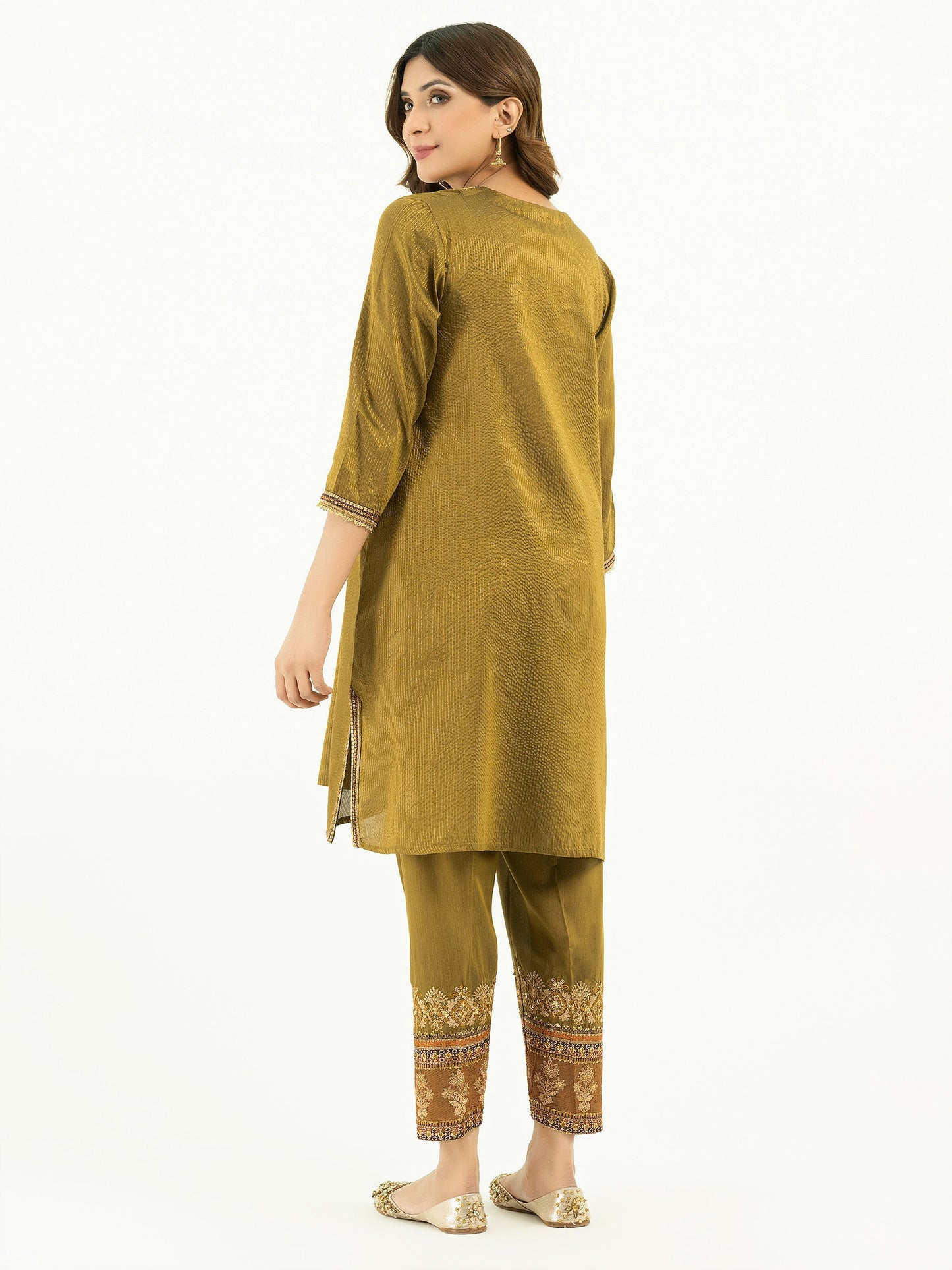 2 Piece Yarn Dyed Suit-Embroidered (Pret)