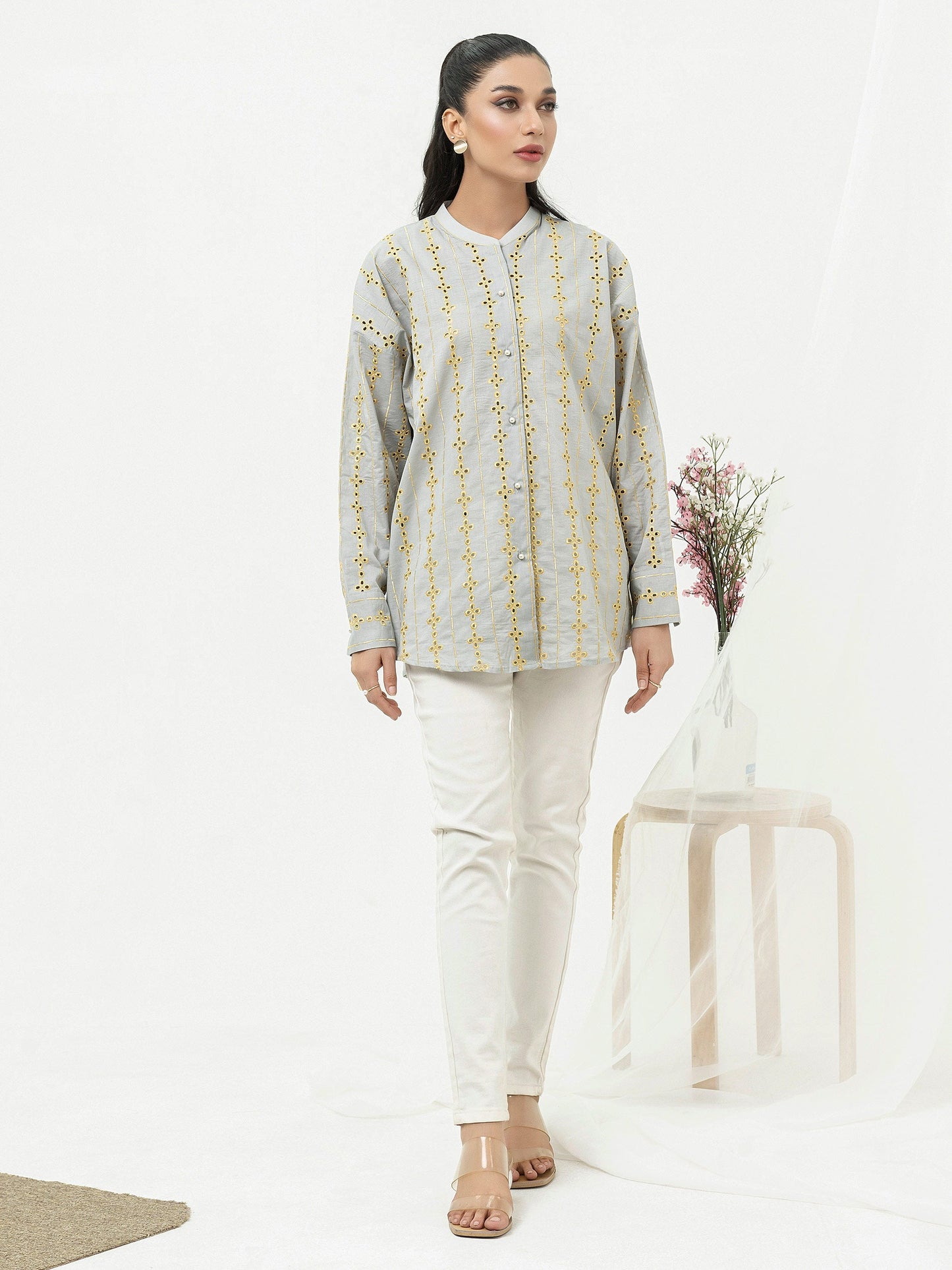 Limelight - Cambric Kurti- Embroidered (Pret)