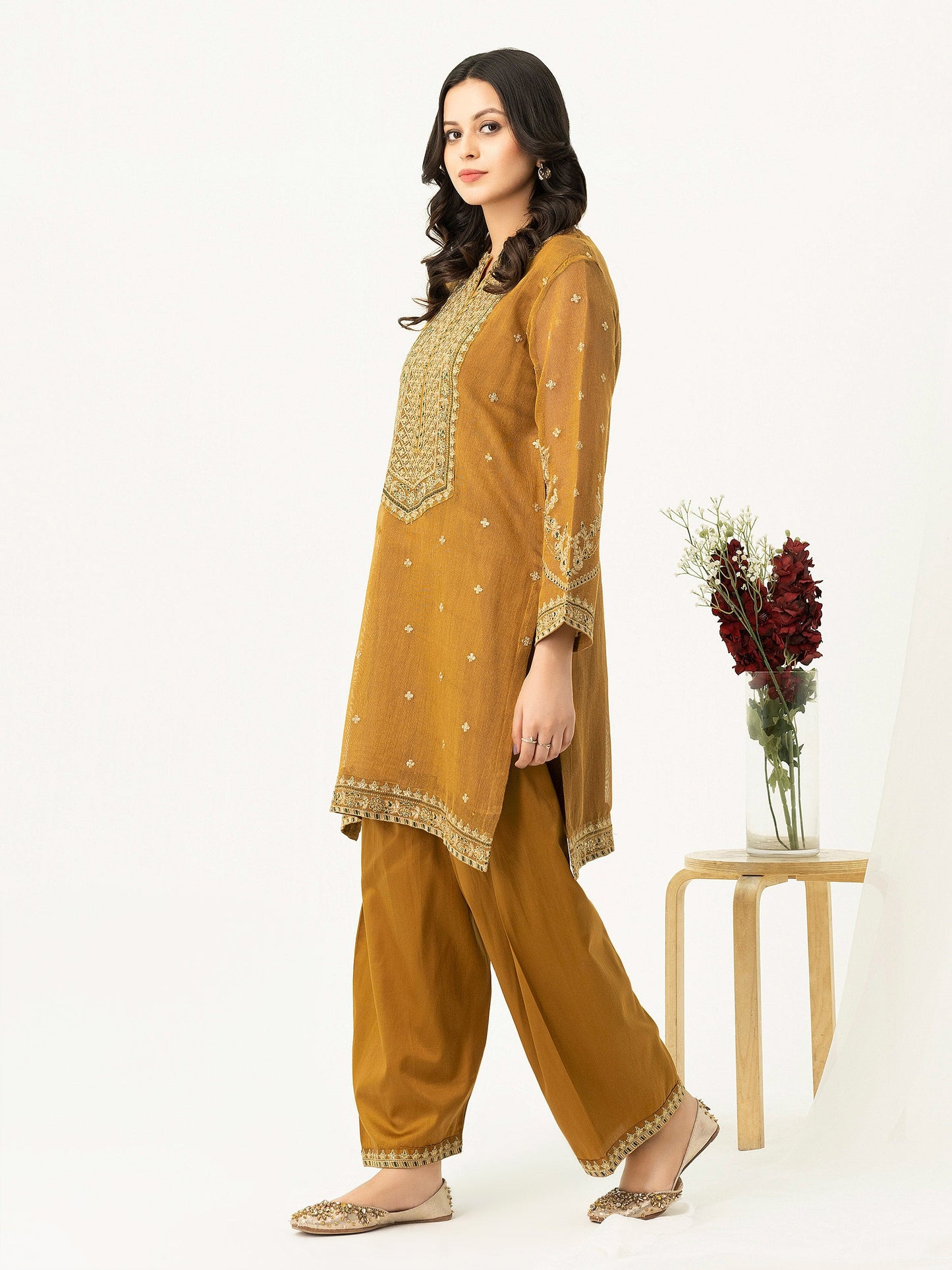 Limelight - 2 Piece Cotton Net Suit-Embroidered (Pret)