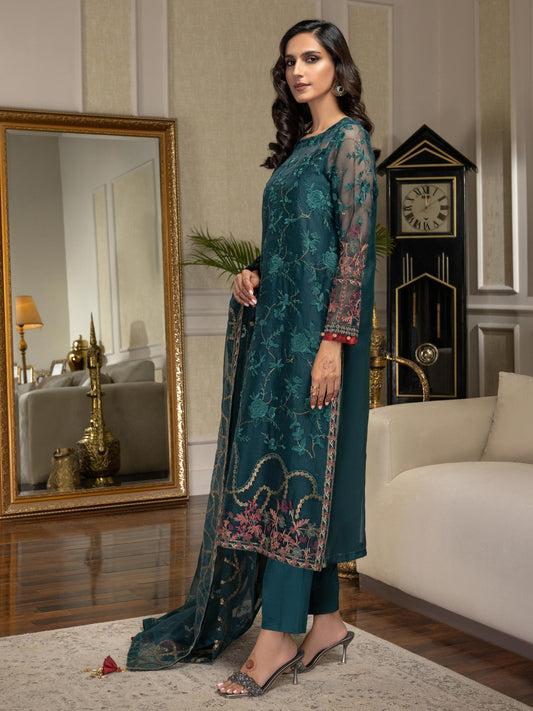 Limelight - 3 Piece Organza Suit-Embroidered (Unstitched)