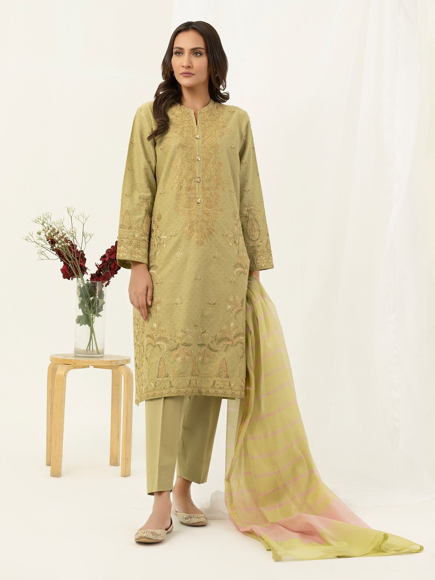 Limelight - 3 Piece Textured Lawn Suit-Embroidered (Pret)