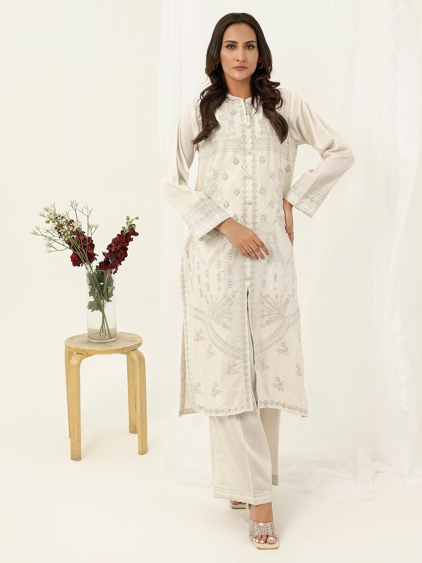 Limelight - 2 Piece Satin Suit-Embroidered (Pret)