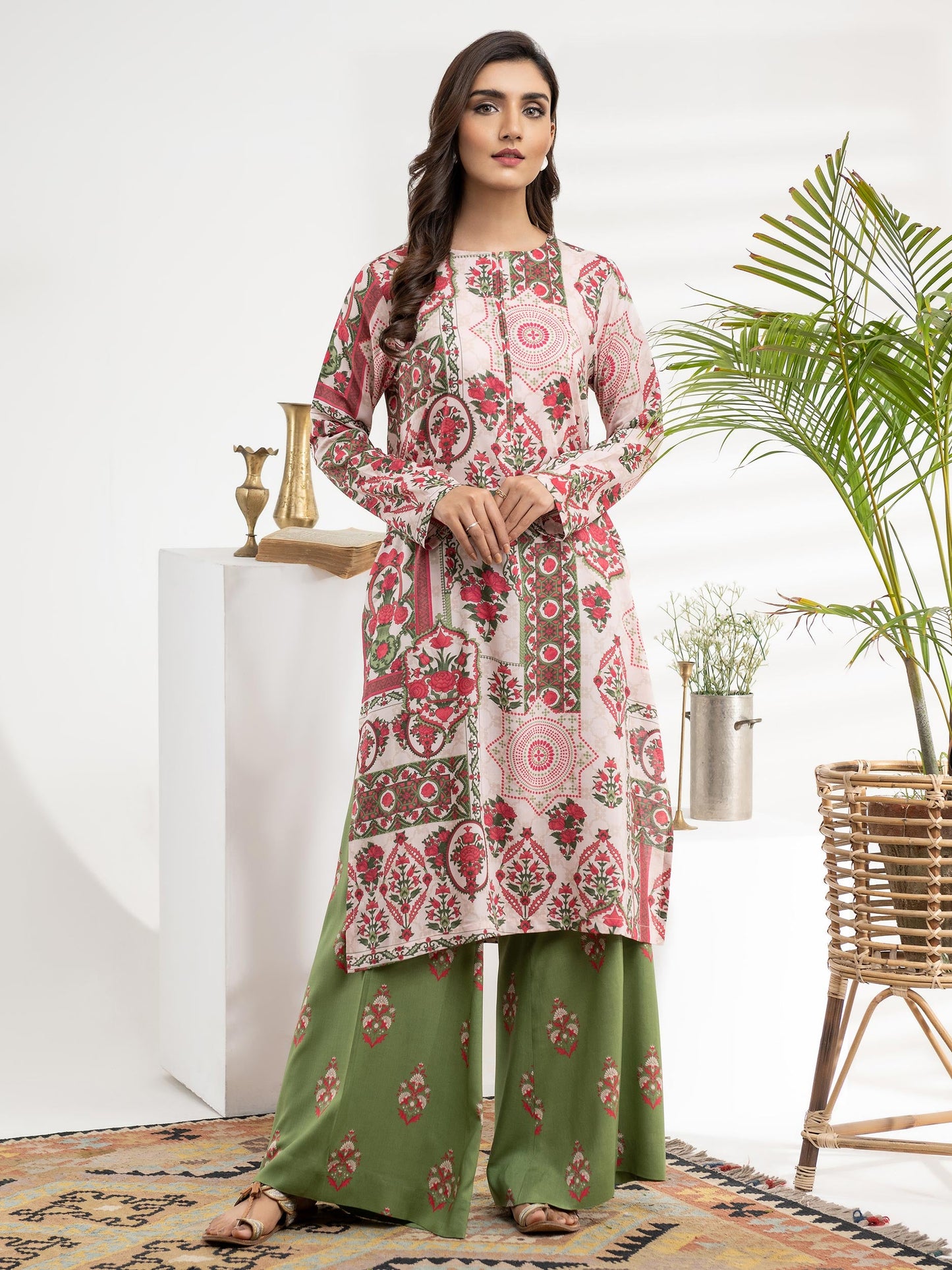 2 Piece Viscose Lawn Suit-Printed (Unstitched)