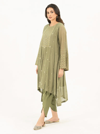 Limelight - 2 Piece Cotton Net Suit-Embroidered (Pret)