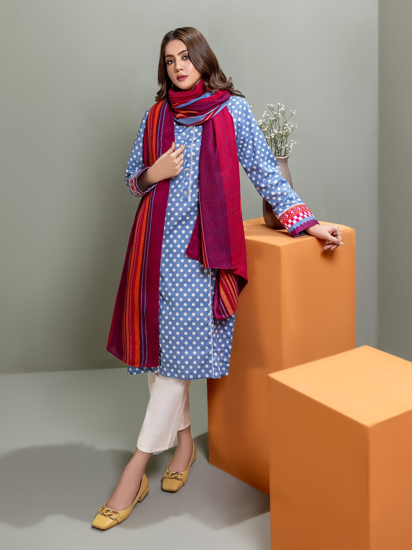 2 Piece Khaddar Suit-Printed(Unstitched)