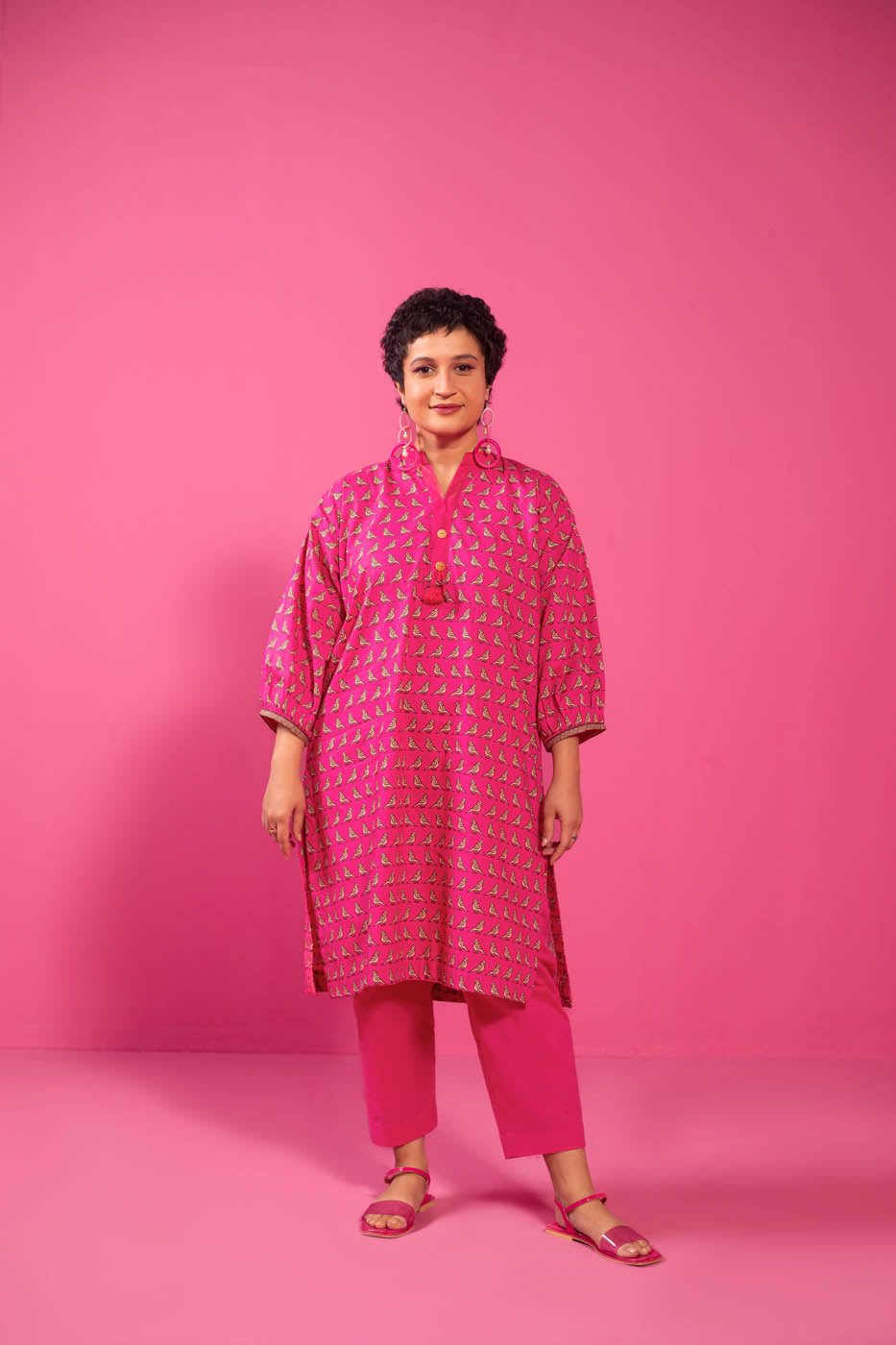 Printed Embroidered Cambric Kurti