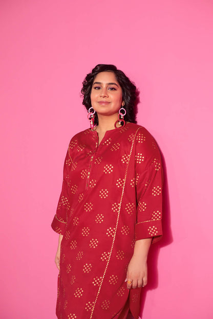 2 Pc Printed Cotton Satin Outfit