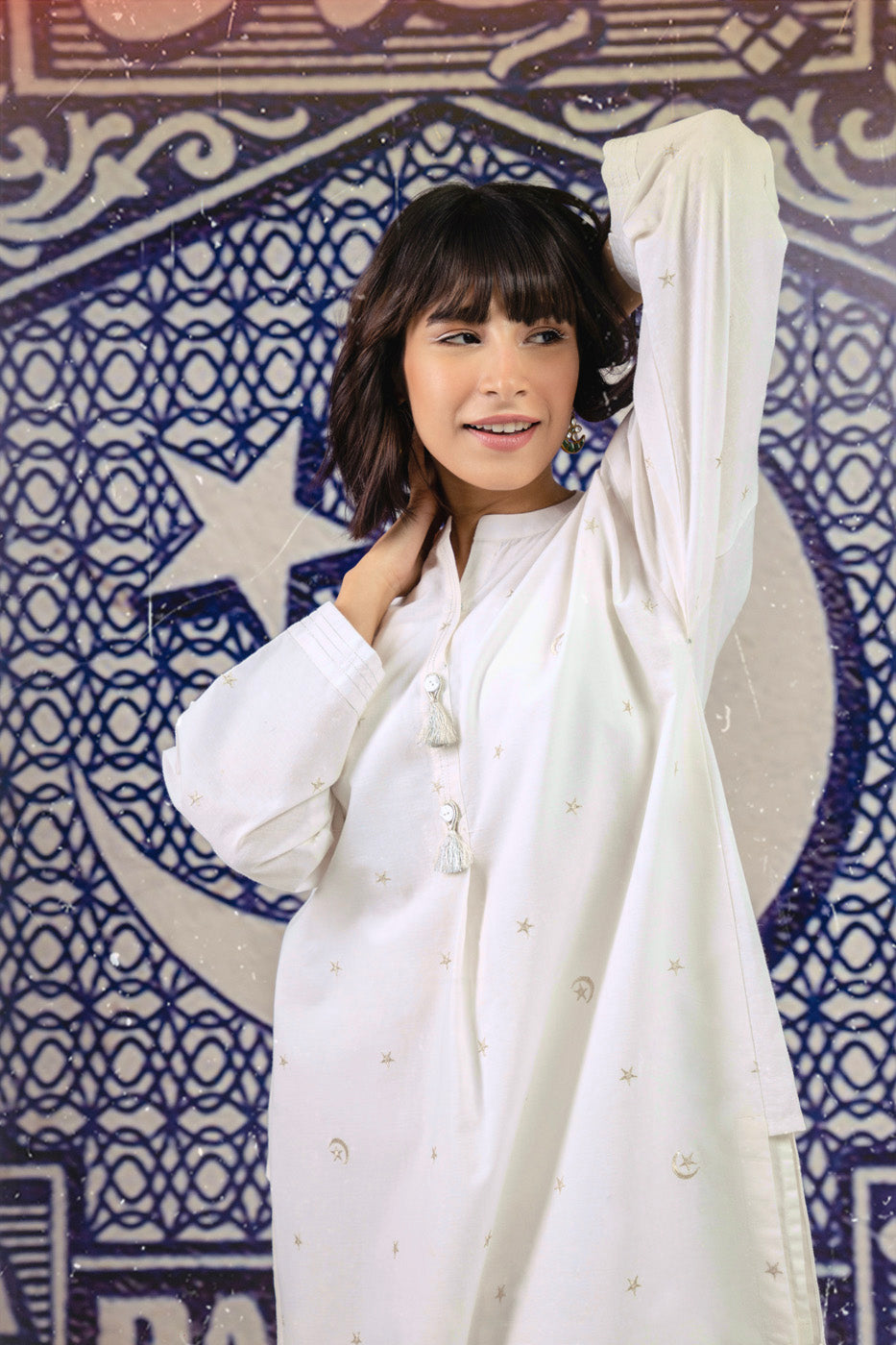 Dyed Embroidered Dobby Kurti