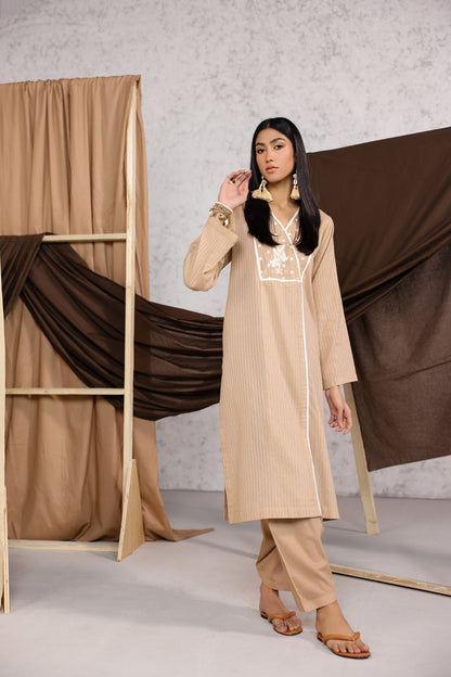 2 Pc Embroidered Dobby Outfit