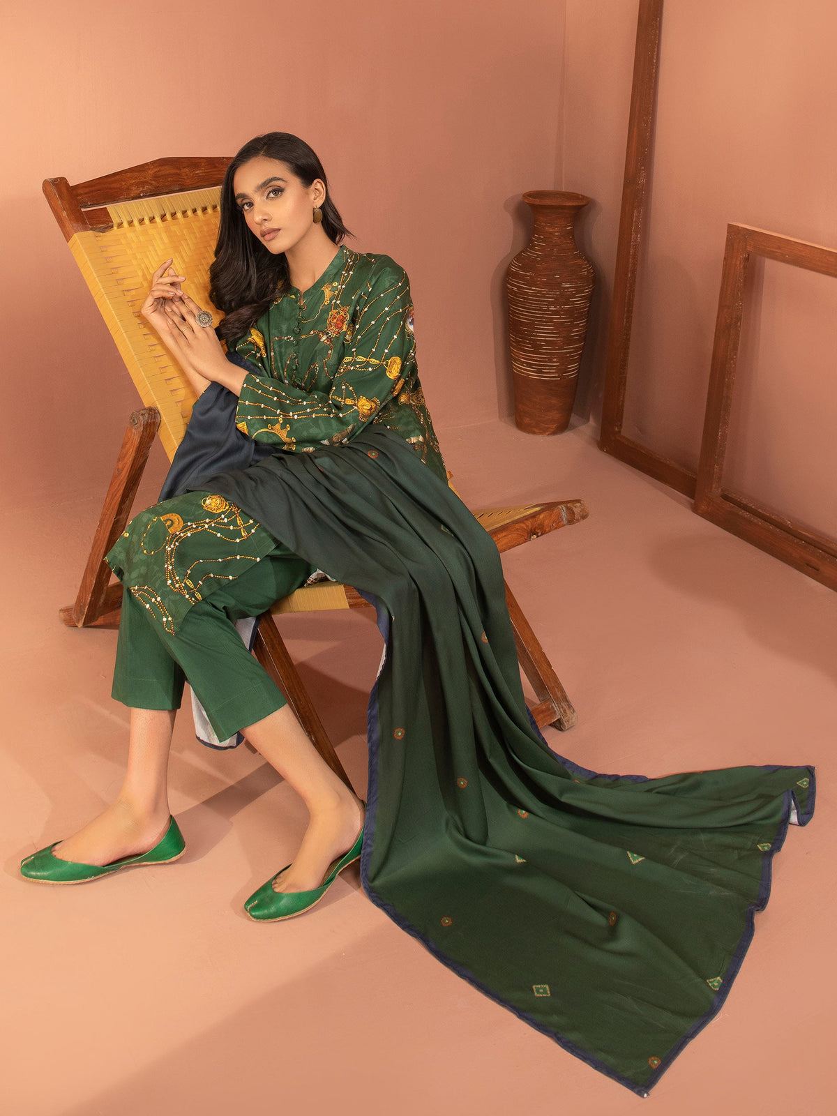 Limelight - 3 Piece Linen Suit-Printed (Unstitched)