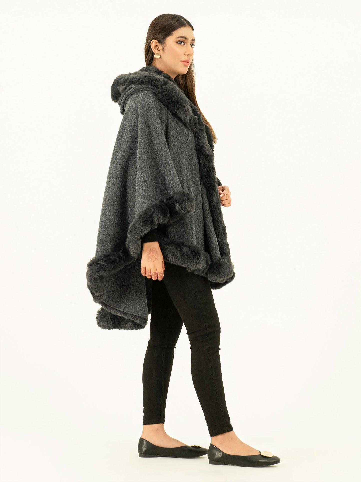 Limelight - Hooded Fur Cape Shawl