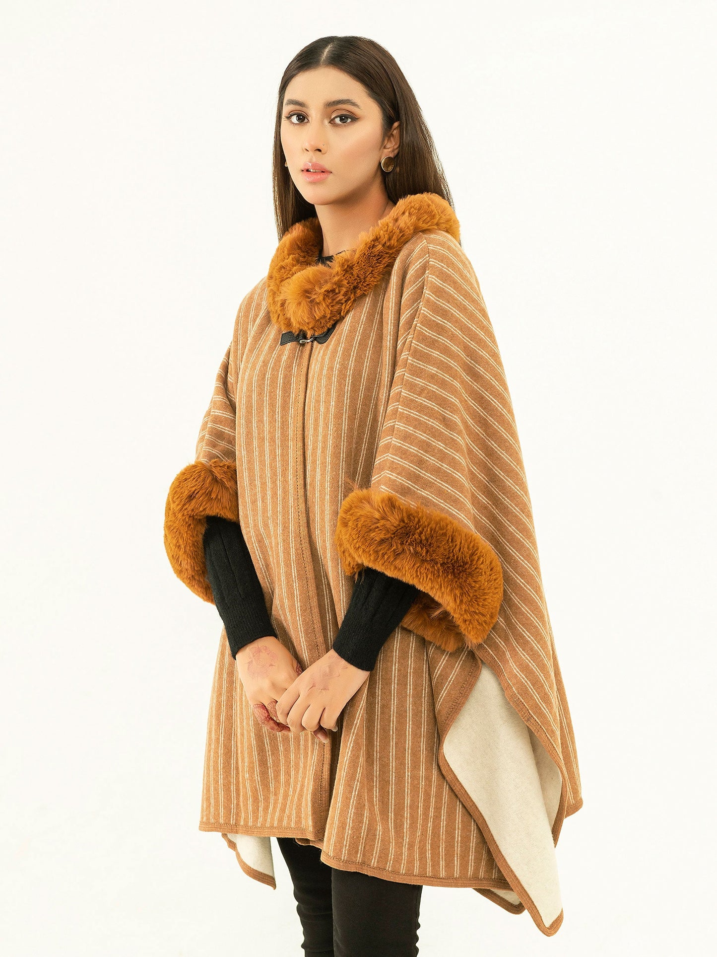 Limelight - Hooded Fur Cape Shawl