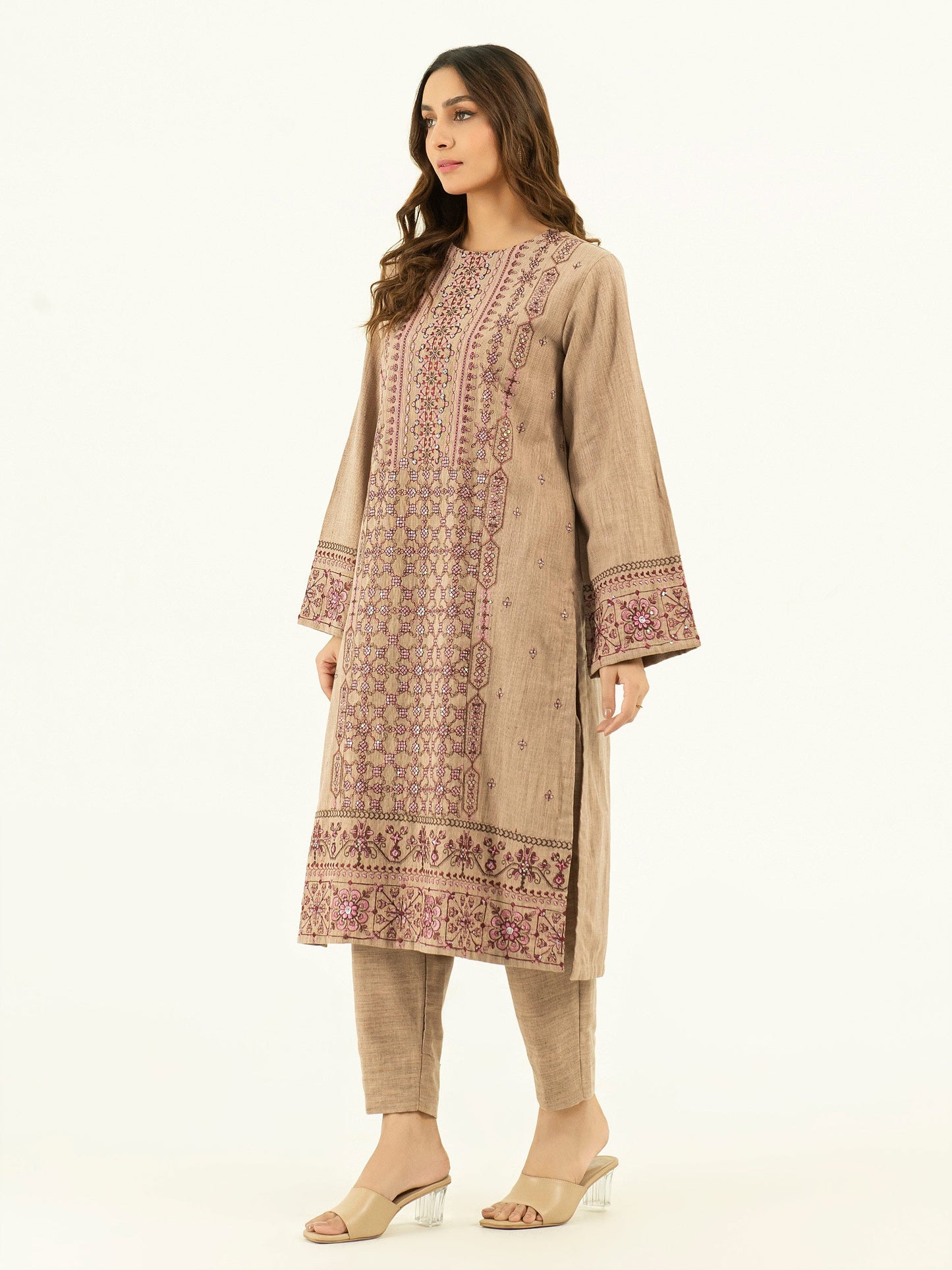 2 Piece Yarn Dyed Suit-Embroidered (Pret)