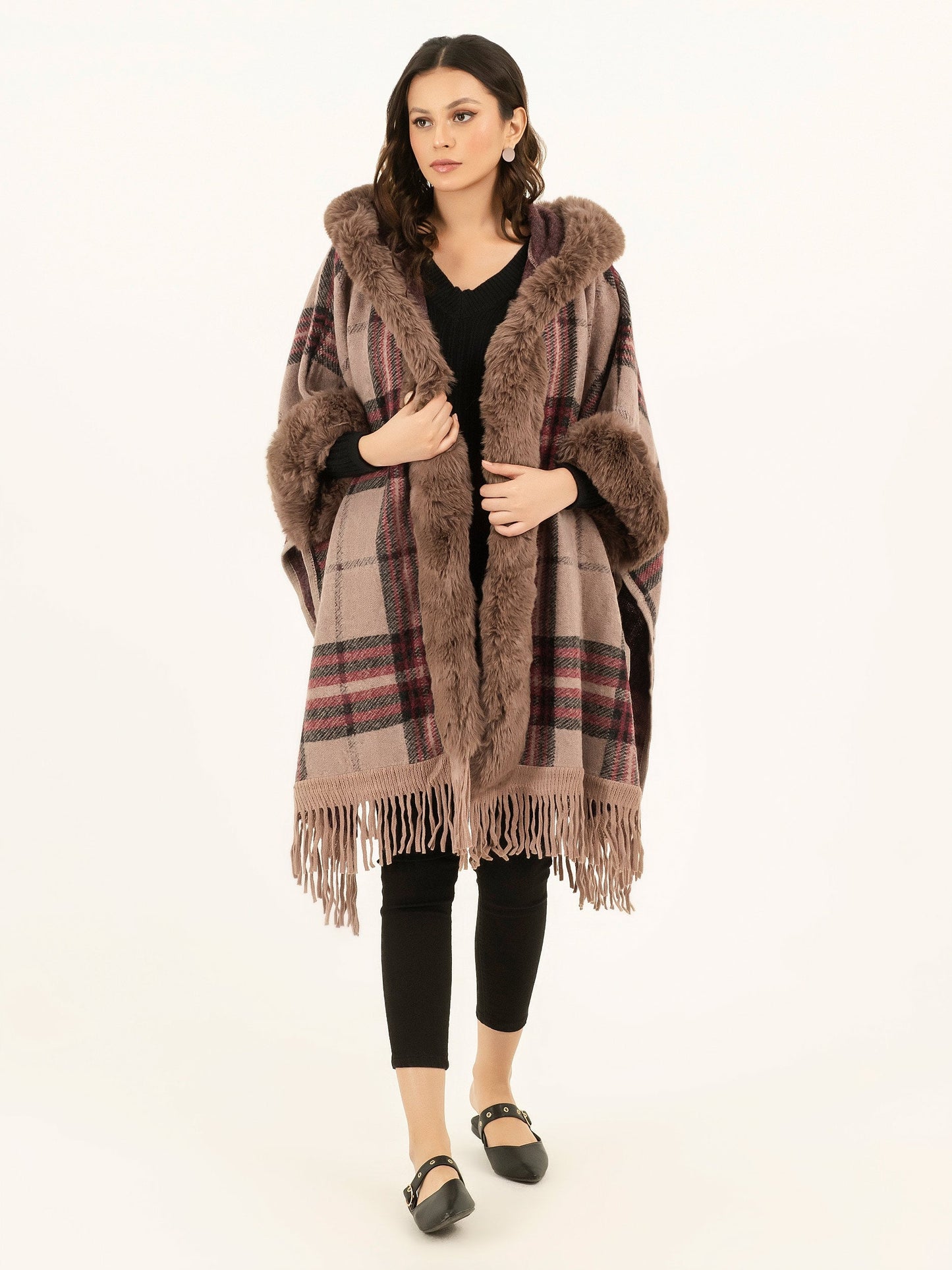 Limelight - Hooded Fur Cape Shawl