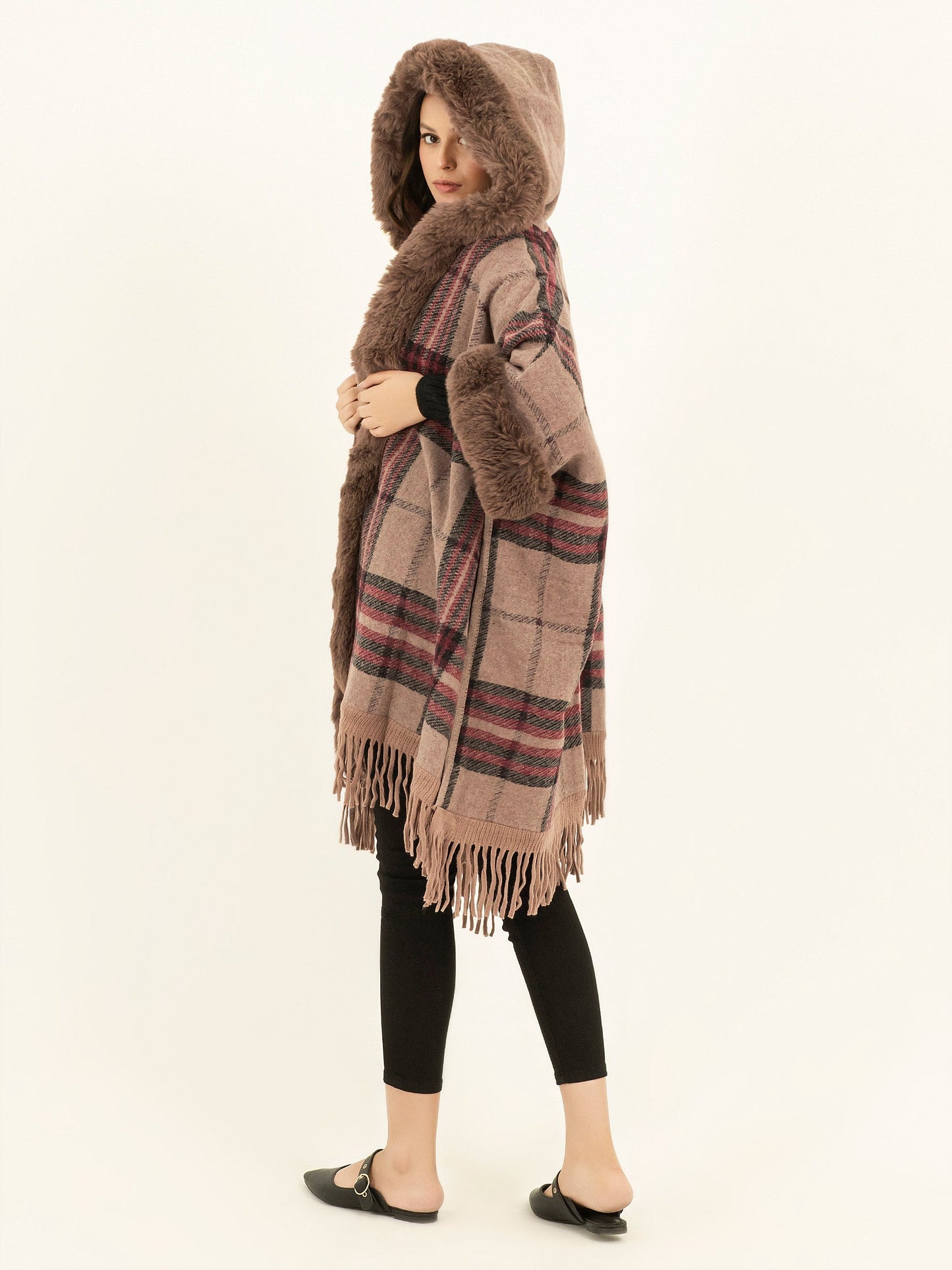 Limelight - Hooded Fur Cape Shawl