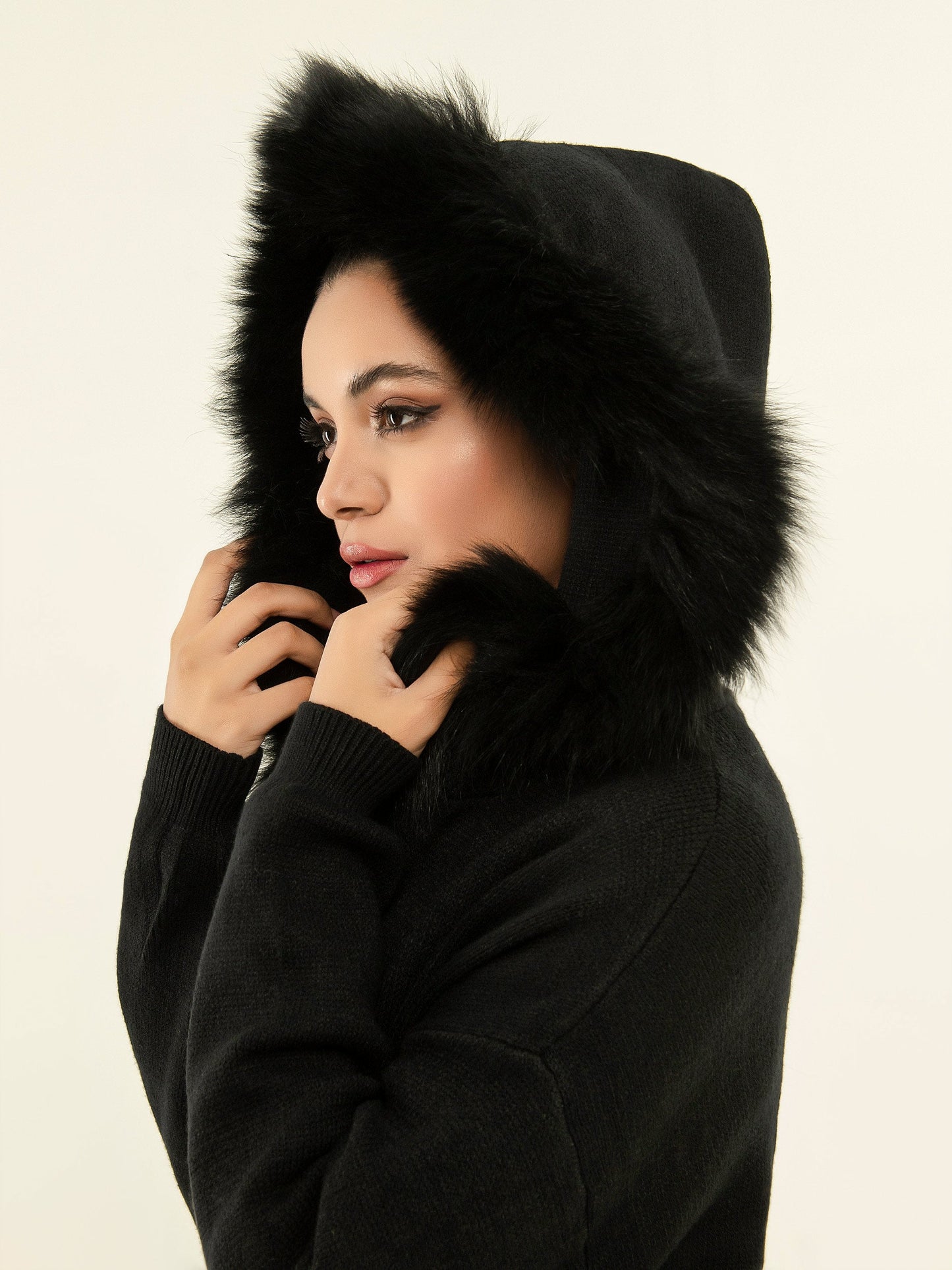 Fur Hooded Cardigan