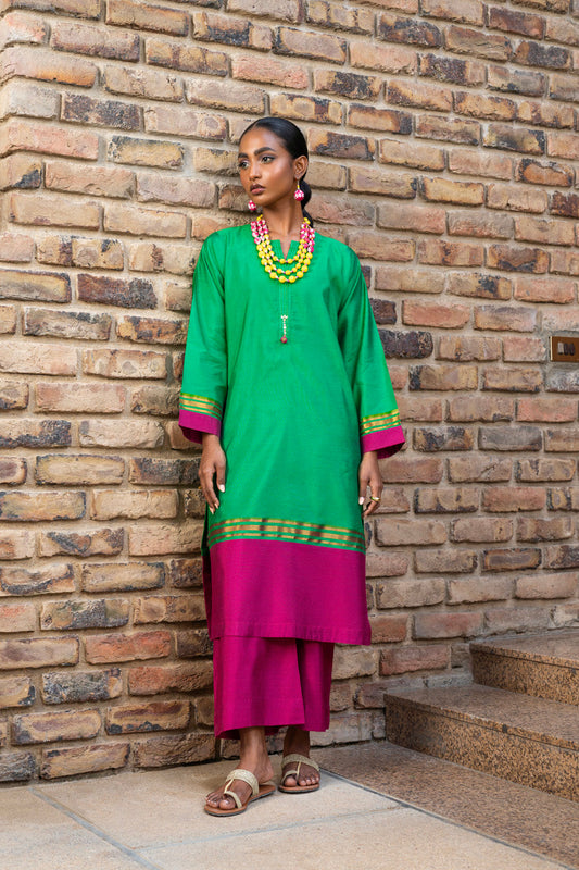 2 Pc Dyed Zari Outfit