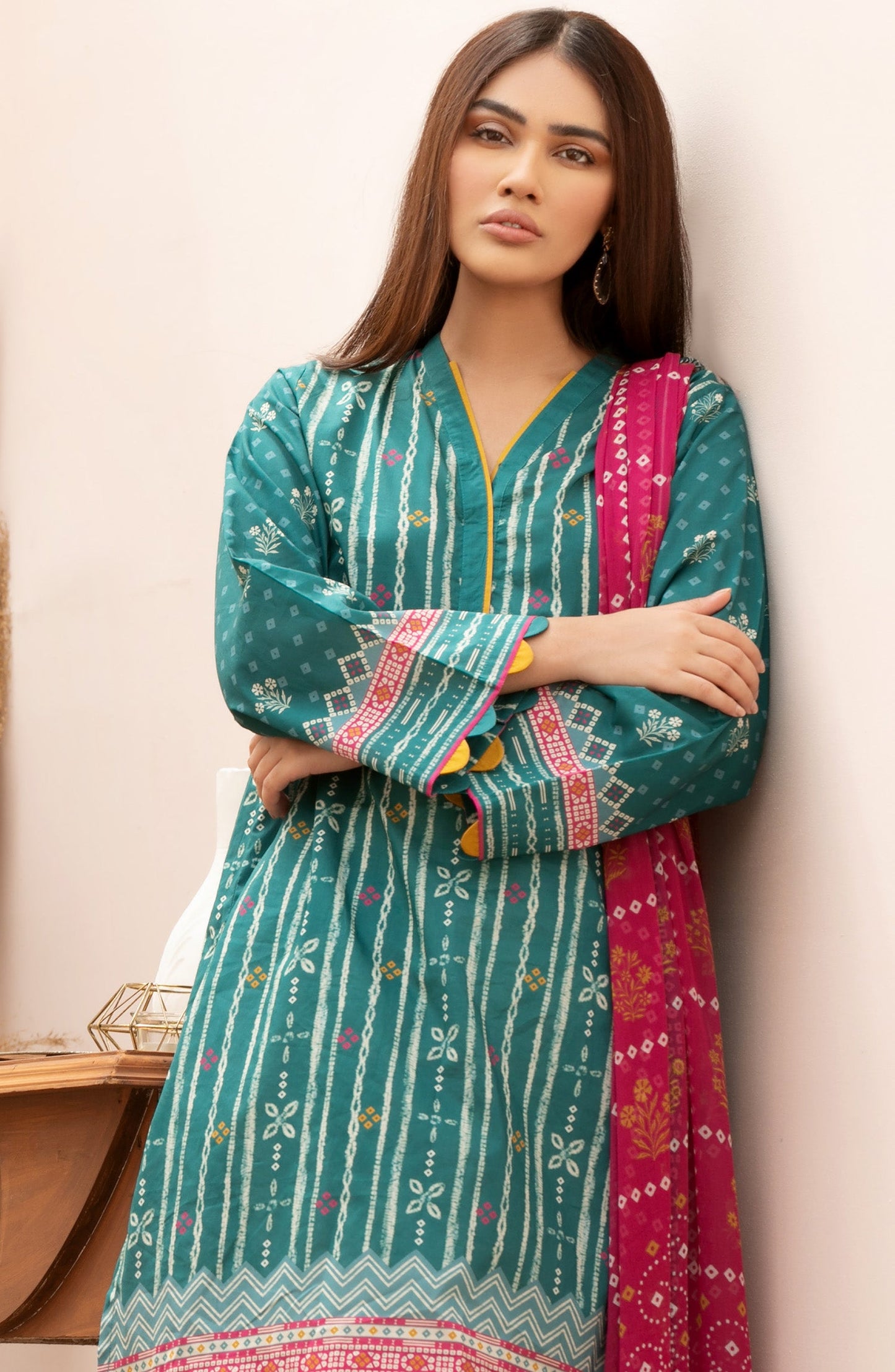 Orient - Unstitched 2 Piece Printed Lawn Shirt Chiffon Dupatta