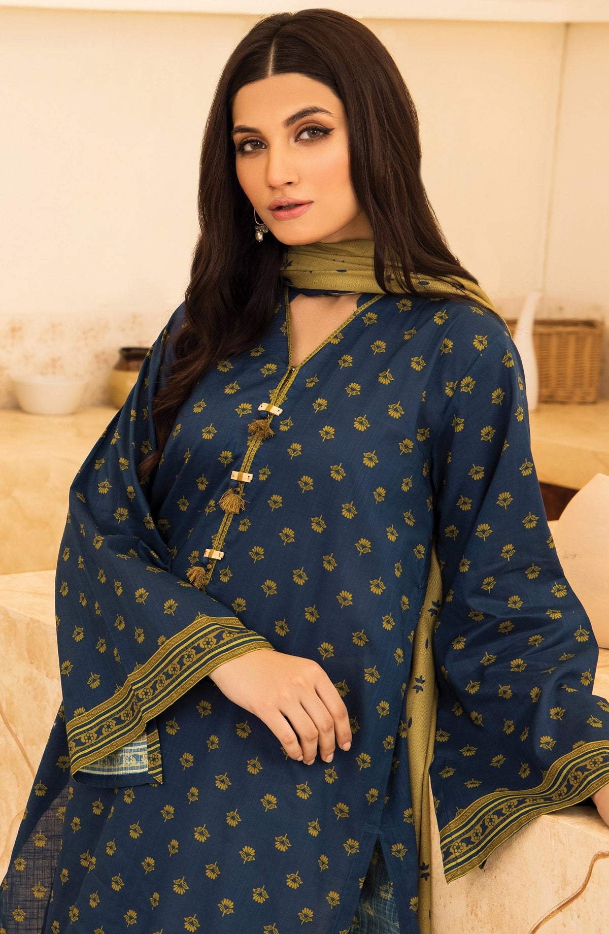 Orient - Unstitched 2 Piece Printed Khaddar Shirt and Acrylic Shawl Dupatta