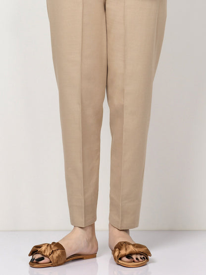 Raw Silk Trousers - Dark Beige