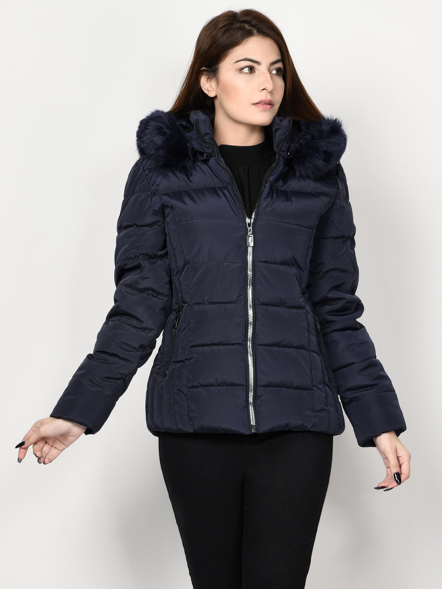 Limelight - Faux Fur Puffer Jacket - Blue