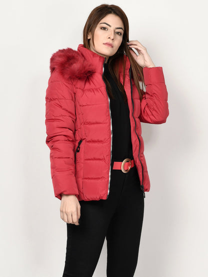 Limelight - Faux Fur Puffer Jacket - Red