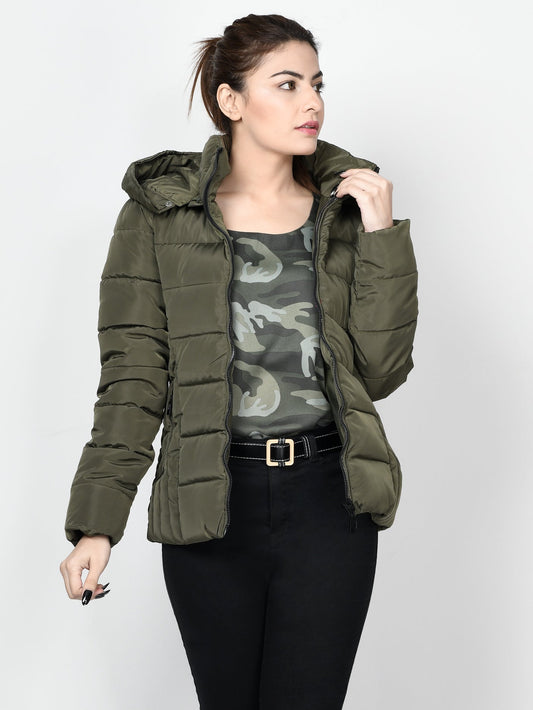 Limelight - Faux Fur Puffer Jacket - Army Green