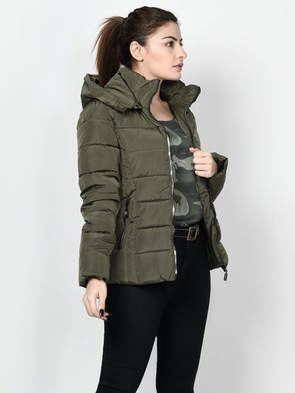 Limelight - Faux Fur Puffer Jacket - Army Green