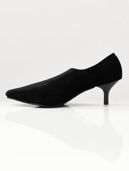 Limelight - Pointed Velvet Heels - Black