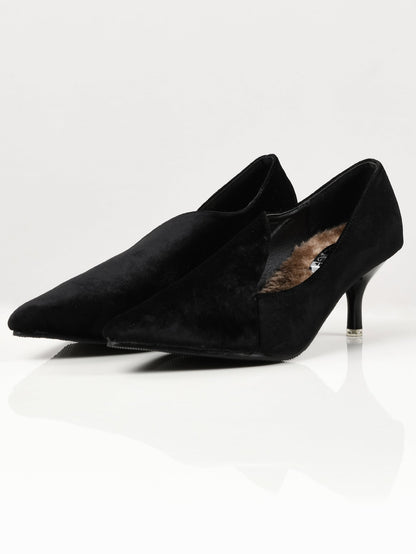 Limelight - Pointed Velvet Heels - Black