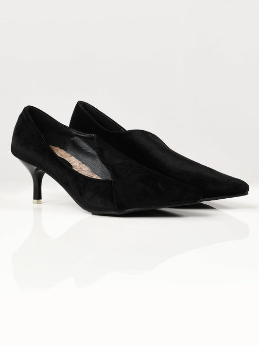 Limelight - Pointed Velvet Heels - Black