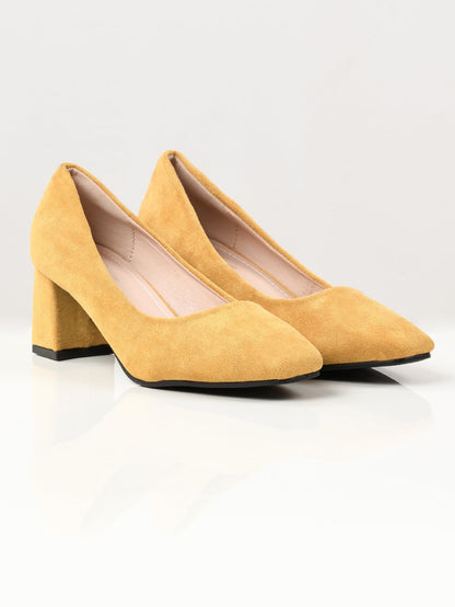 Limelight - Suede Block Heels - Yellow