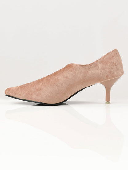 Limelight - Pointed Velvet Heels - Light Brown