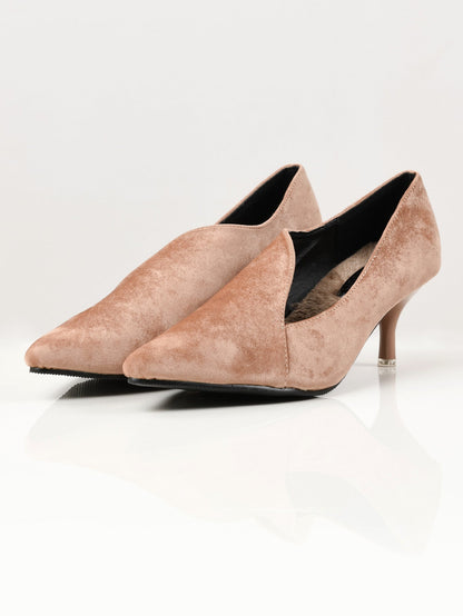 Limelight - Pointed Velvet Heels - Light Brown