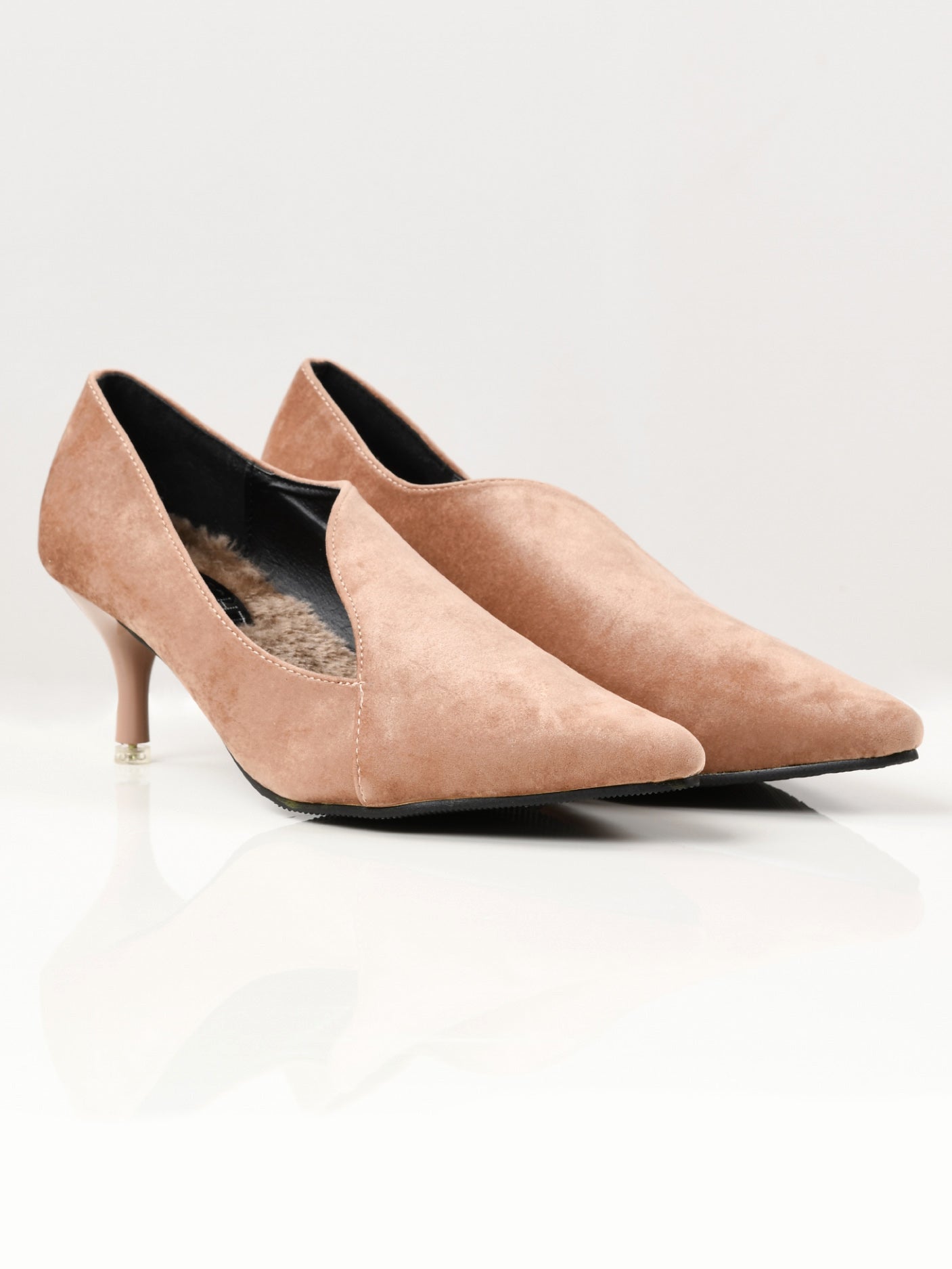 Limelight - Pointed Velvet Heels - Light Brown