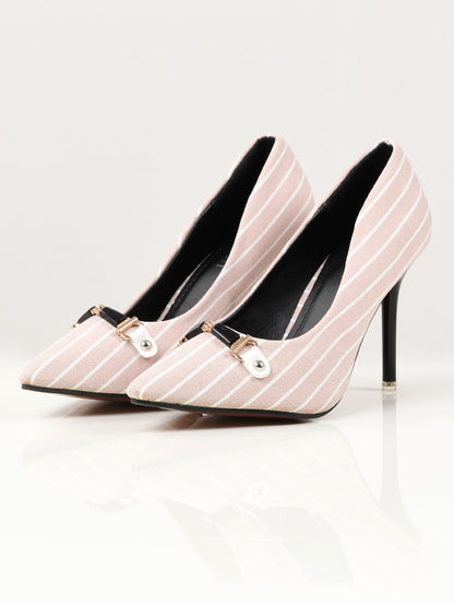 Limelight - Striped Heels - Baby Pink