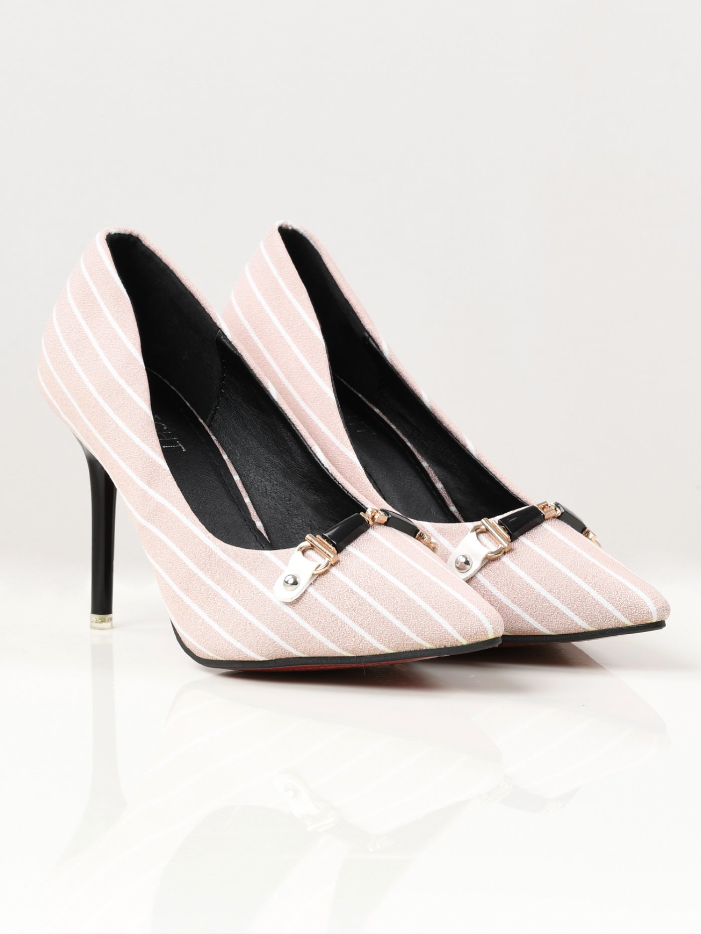 Limelight - Striped Heels - Baby Pink