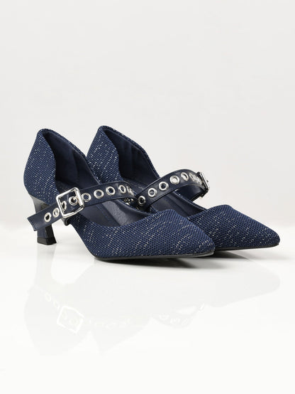 Limelight - Pointed Shimmer Heels - Blue