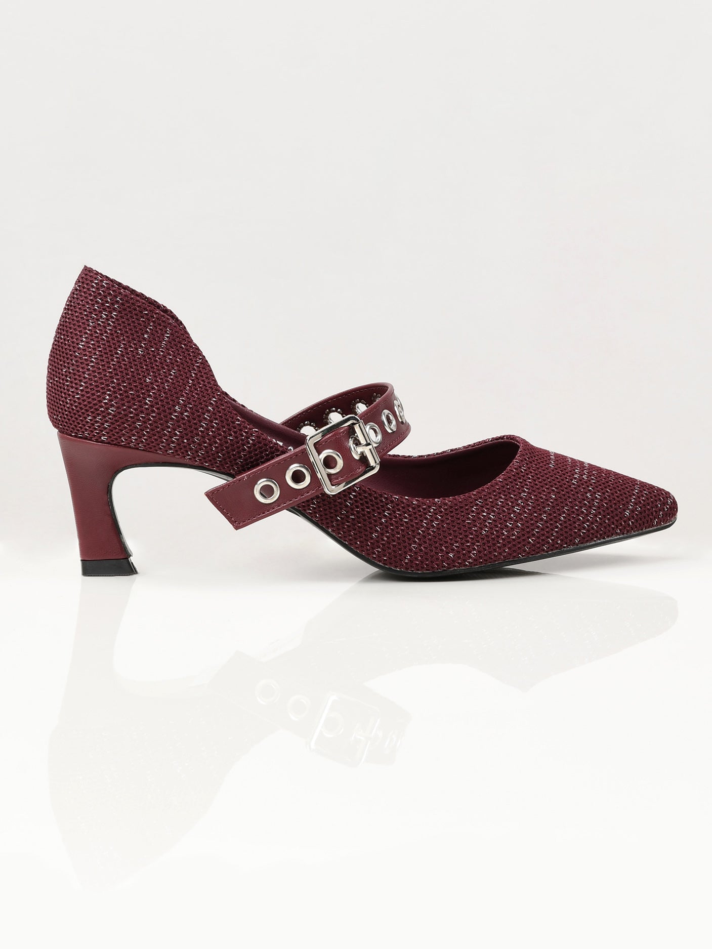 Limelight - Pointed Shimmer Heels - Maroon