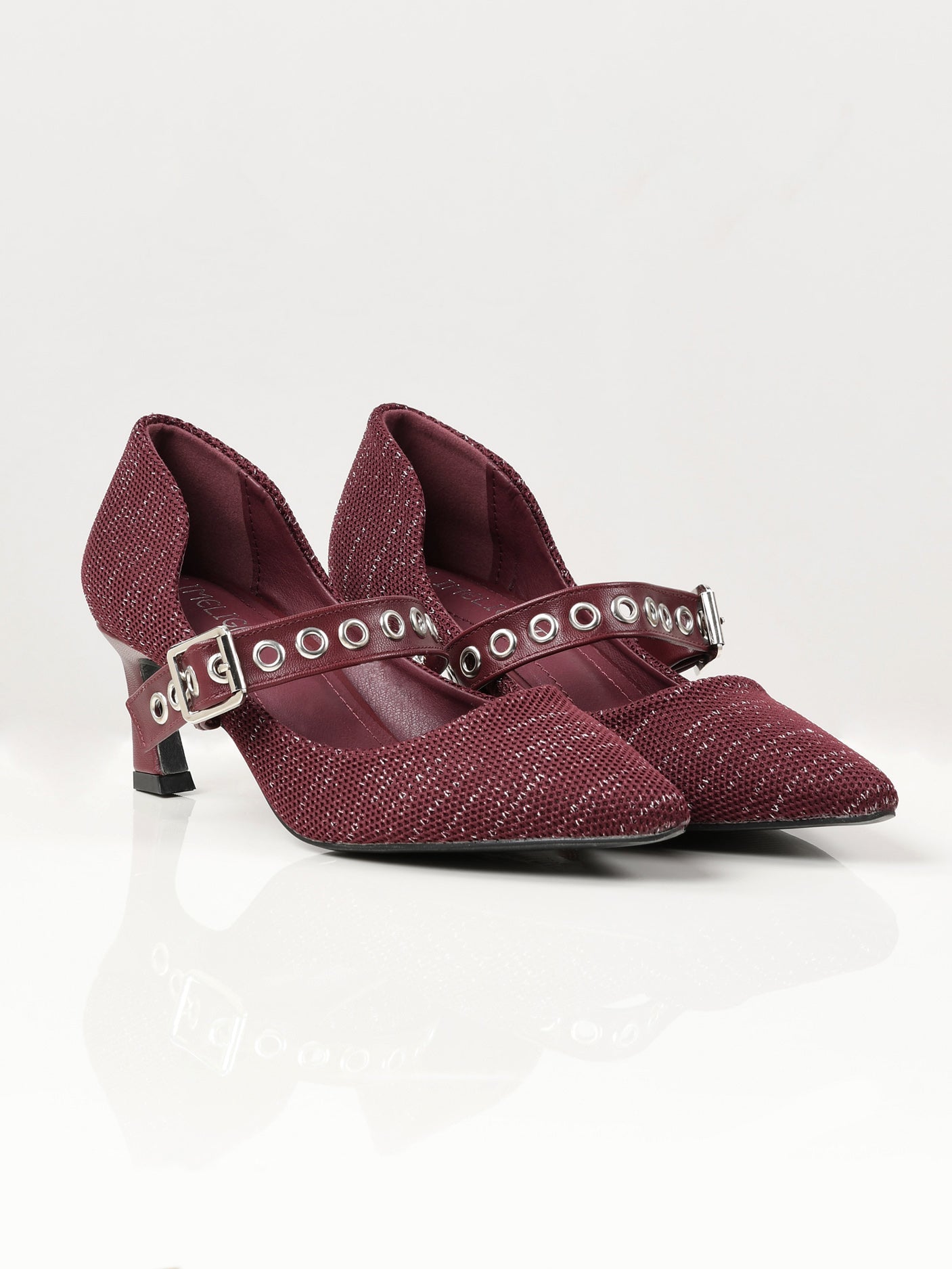 Limelight - Pointed Shimmer Heels - Maroon