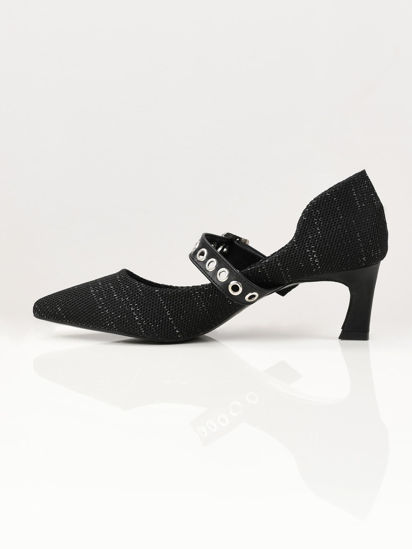 Limelight - Pointed Shimmer Heels - Black