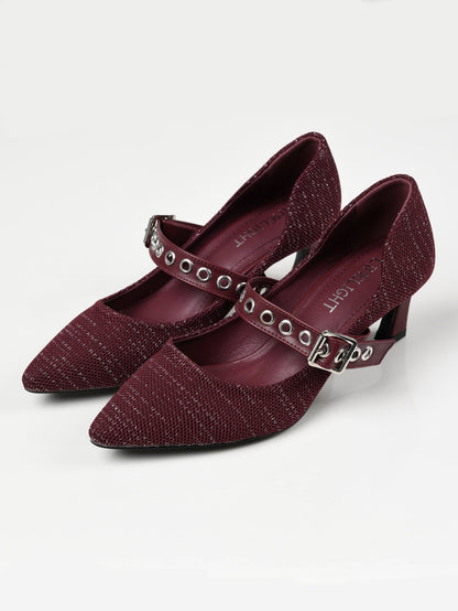 Limelight - Pointed Shimmer Heels - Maroon