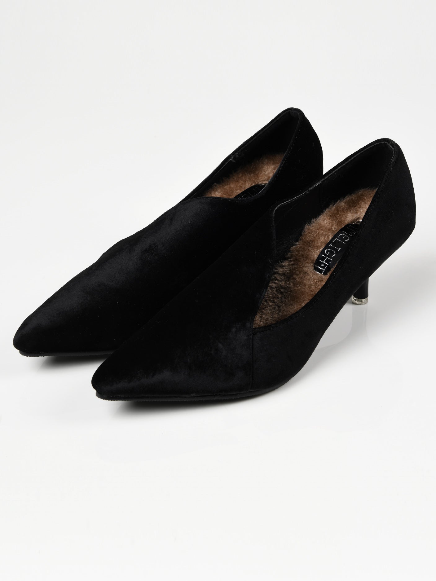 Limelight - Pointed Velvet Heels - Black