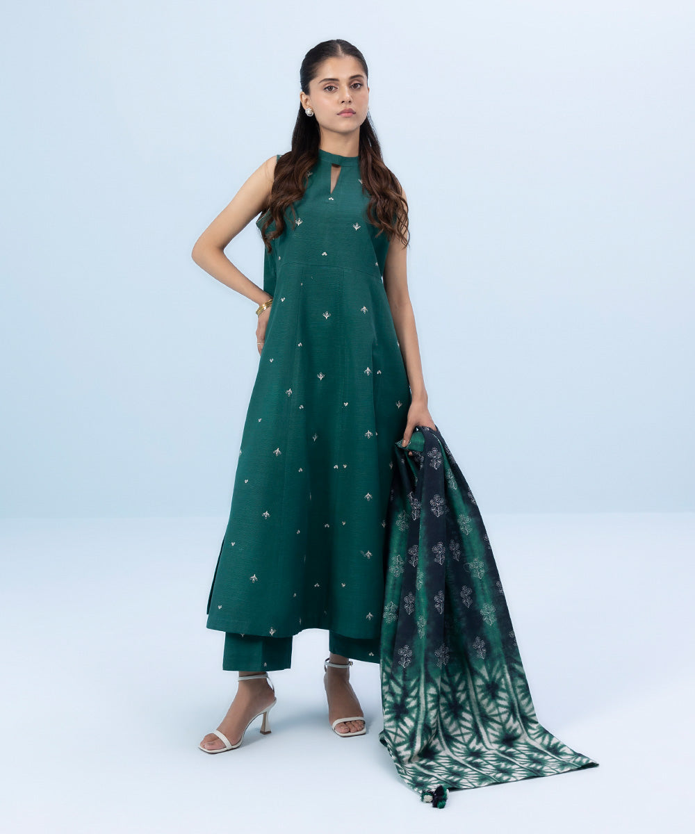 Sapphire - 3 Piece - Embroidered Cambric Suit