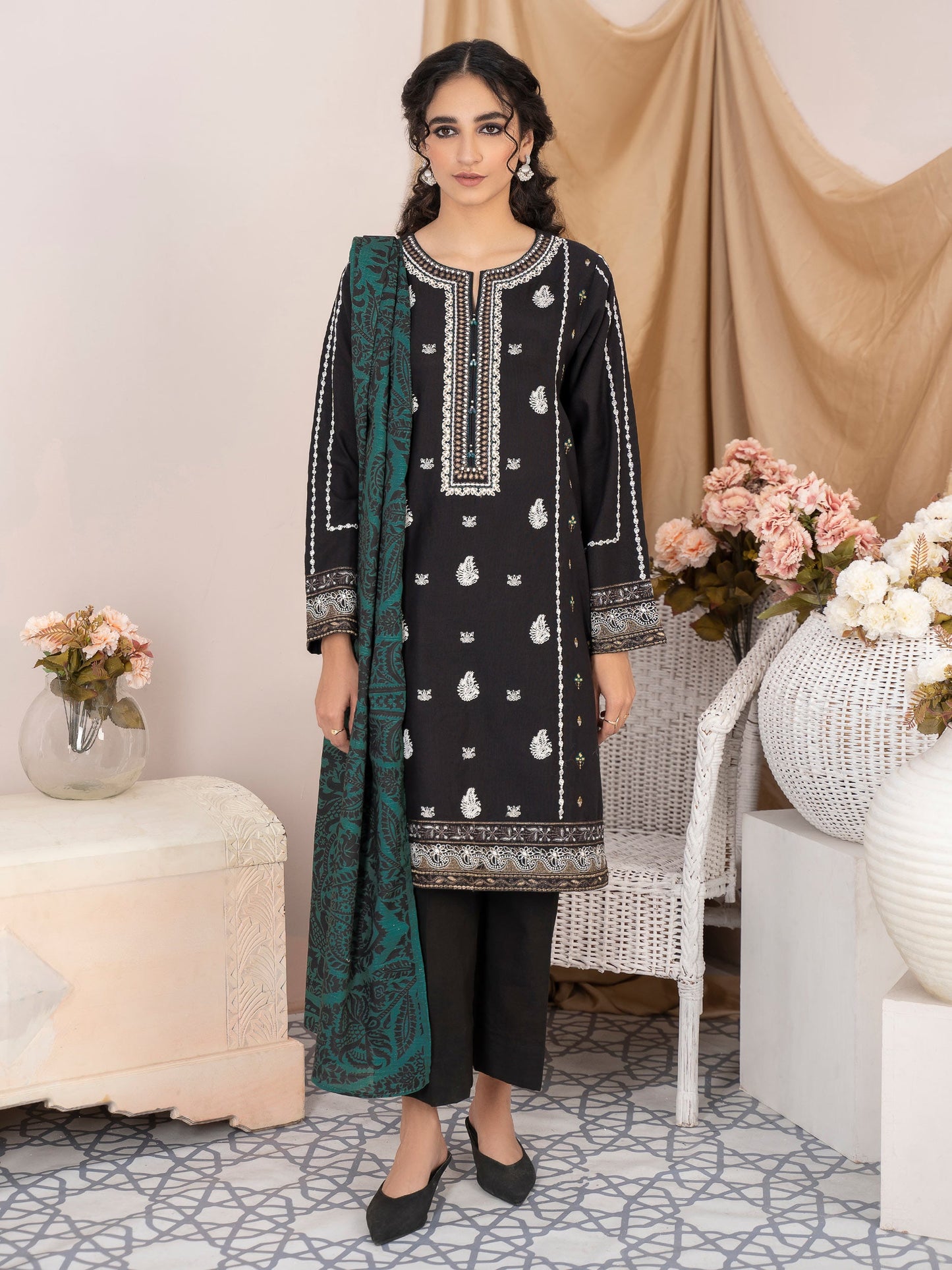 Limelight - 2 Piece Khaddar Suit-Unstitched Embroidered