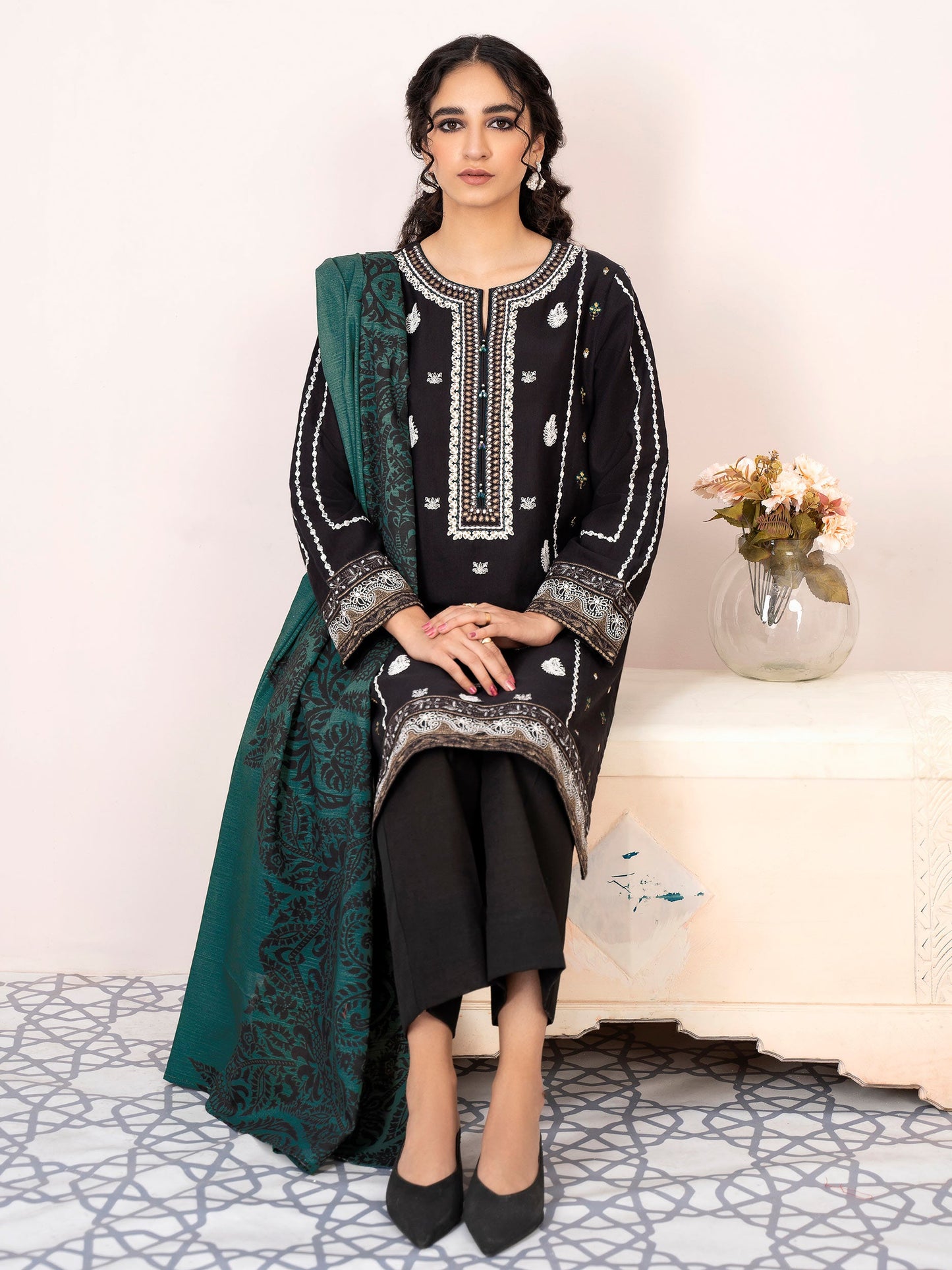 Limelight - 2 Piece Khaddar Suit-Unstitched Embroidered